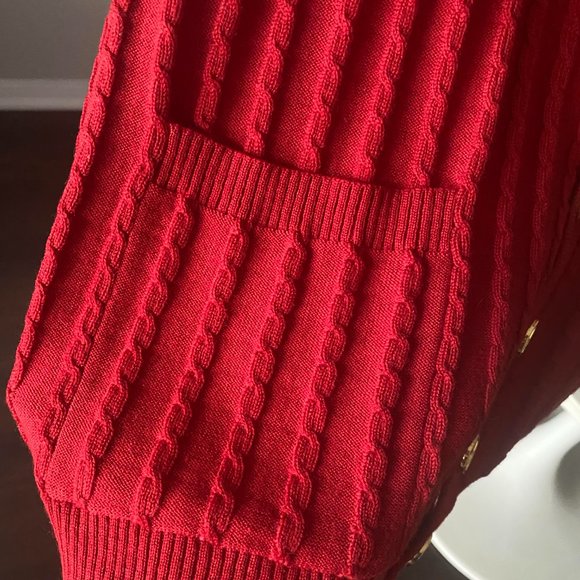 CELINE 100% Wool Vintage Red Vest with V-neck and Double Front Pockets. - Picture 5 of 6